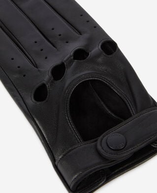 The Kooples MEN BLACK black leather biker-style gloves