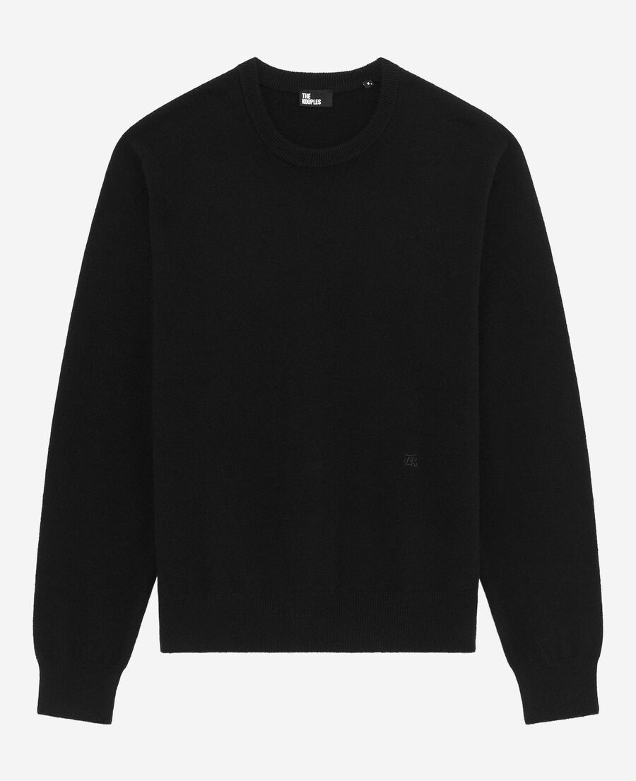 The Kooples MEN BLACK black cashmere round-neck sweater