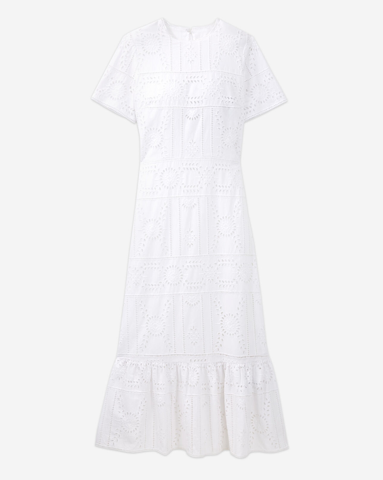 The Kooples FEMME WHITE robe longue brodée coton blanche col rond