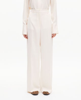 The Kooples F WHITE wide-leg pants in ecru satin