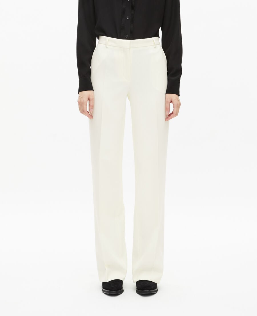 The Kooples F ECRU ecru straight-cut crepe tailored pants