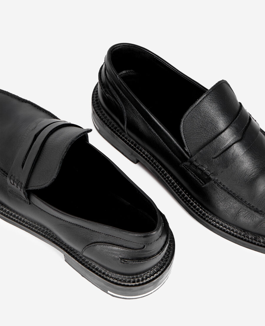 The Kooples HERREN BLACK schwarze pennyloafer aus leder