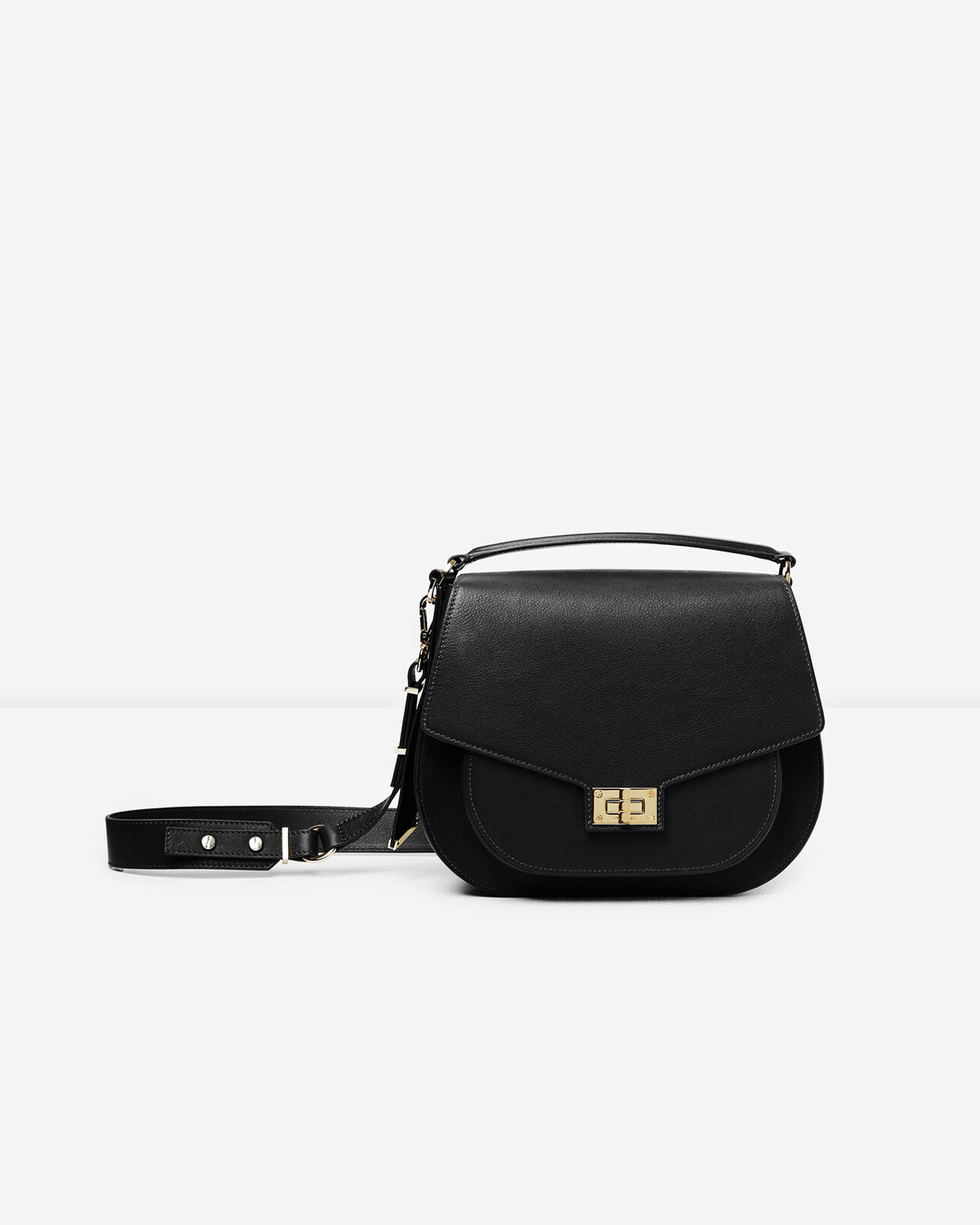 The Kooples WOMEN BLACK hobo maxi leather bag in black