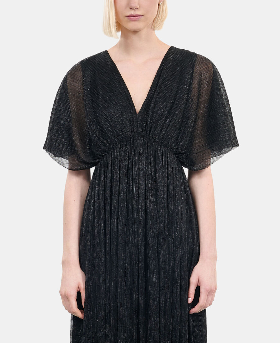 The Kooples WOMEN BLACK black metallic jersey long dress