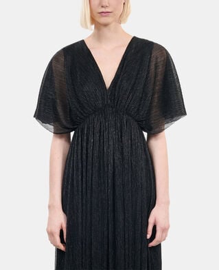 The Kooples WOMEN BLACK black metallic jersey long dress