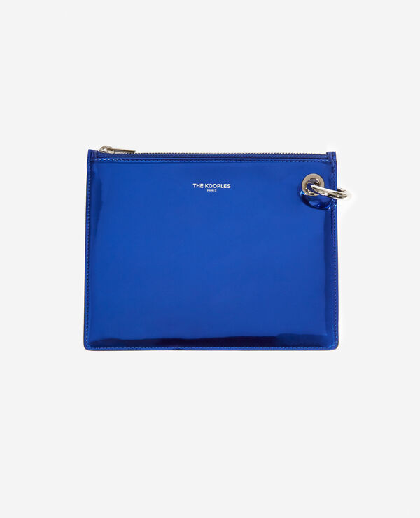 electric blue leather-effect clutch