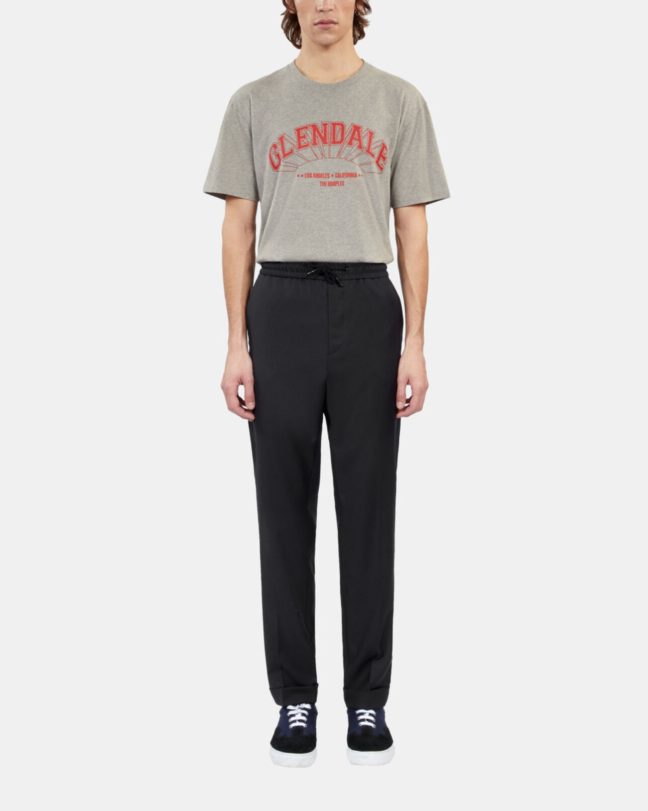 The Kooples HOMME DARK NAVY pantalon droit en laine bleu marine