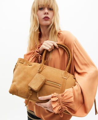 The Kooples WOMEN CAMEL brown suede tote bag