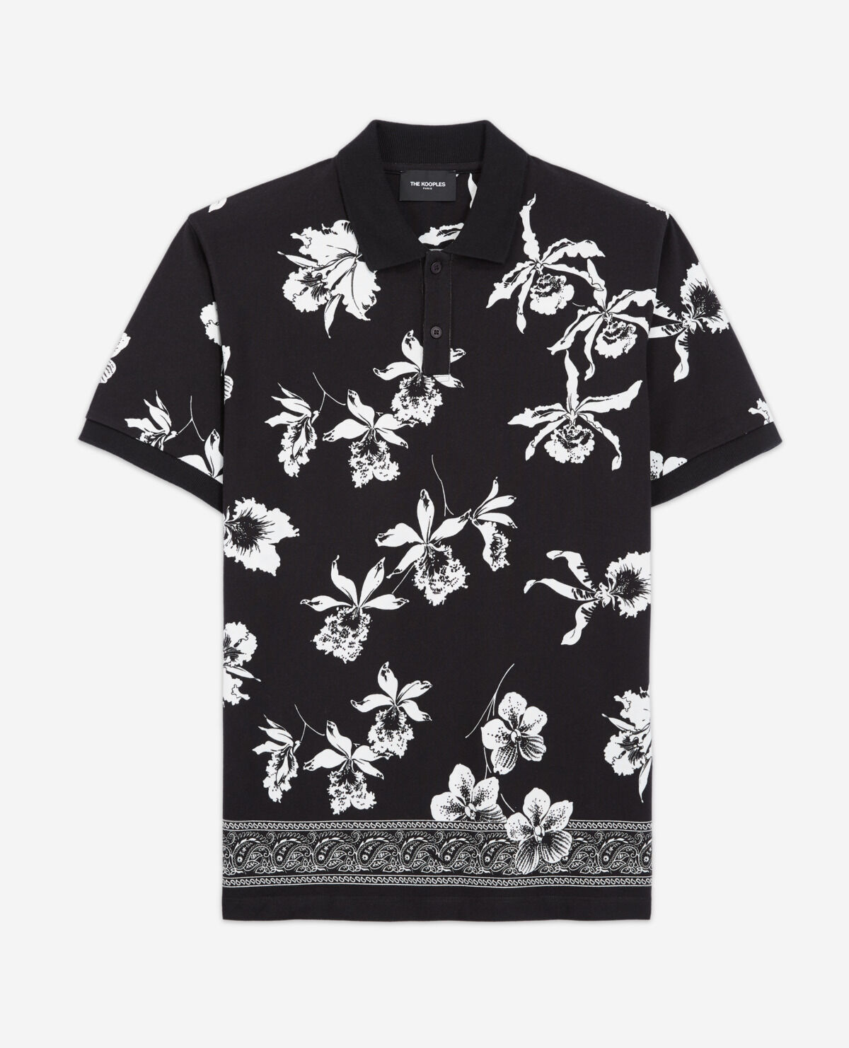 Floral polo shop black