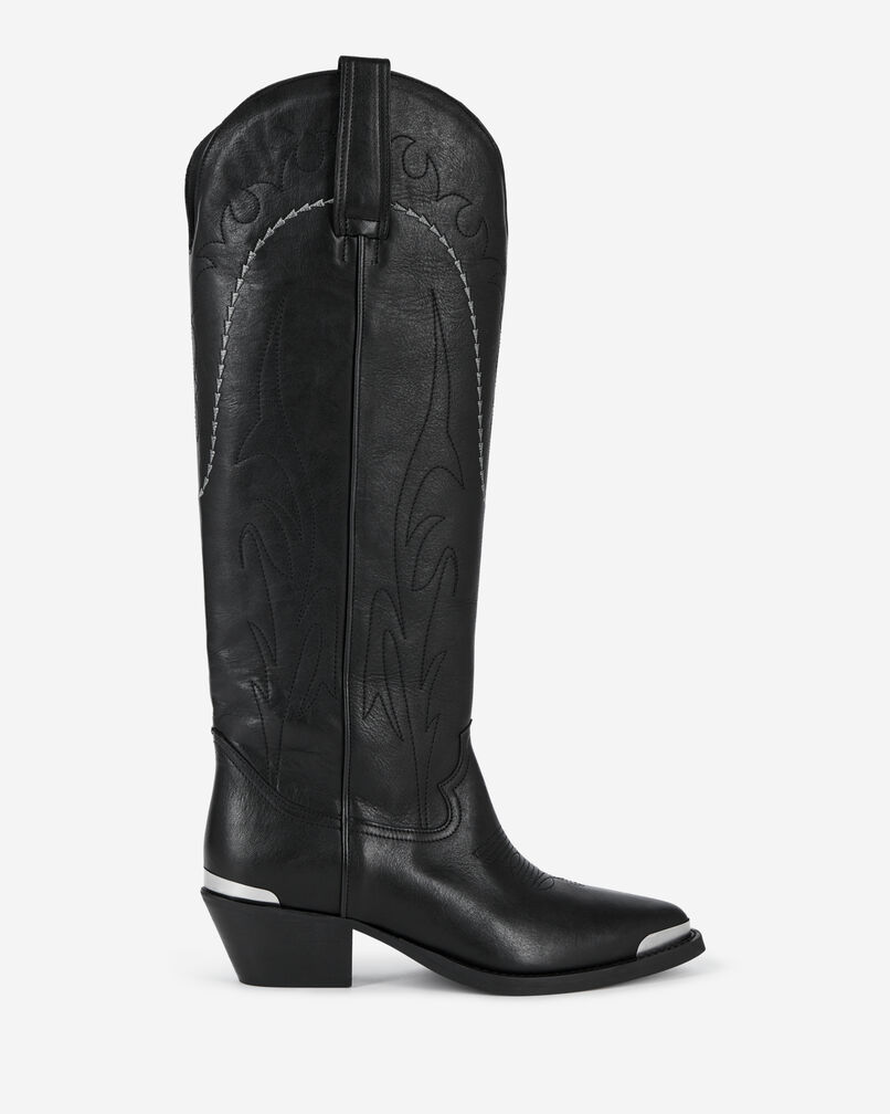 The Kooples FEMME BLACK bottes western en cuir noir