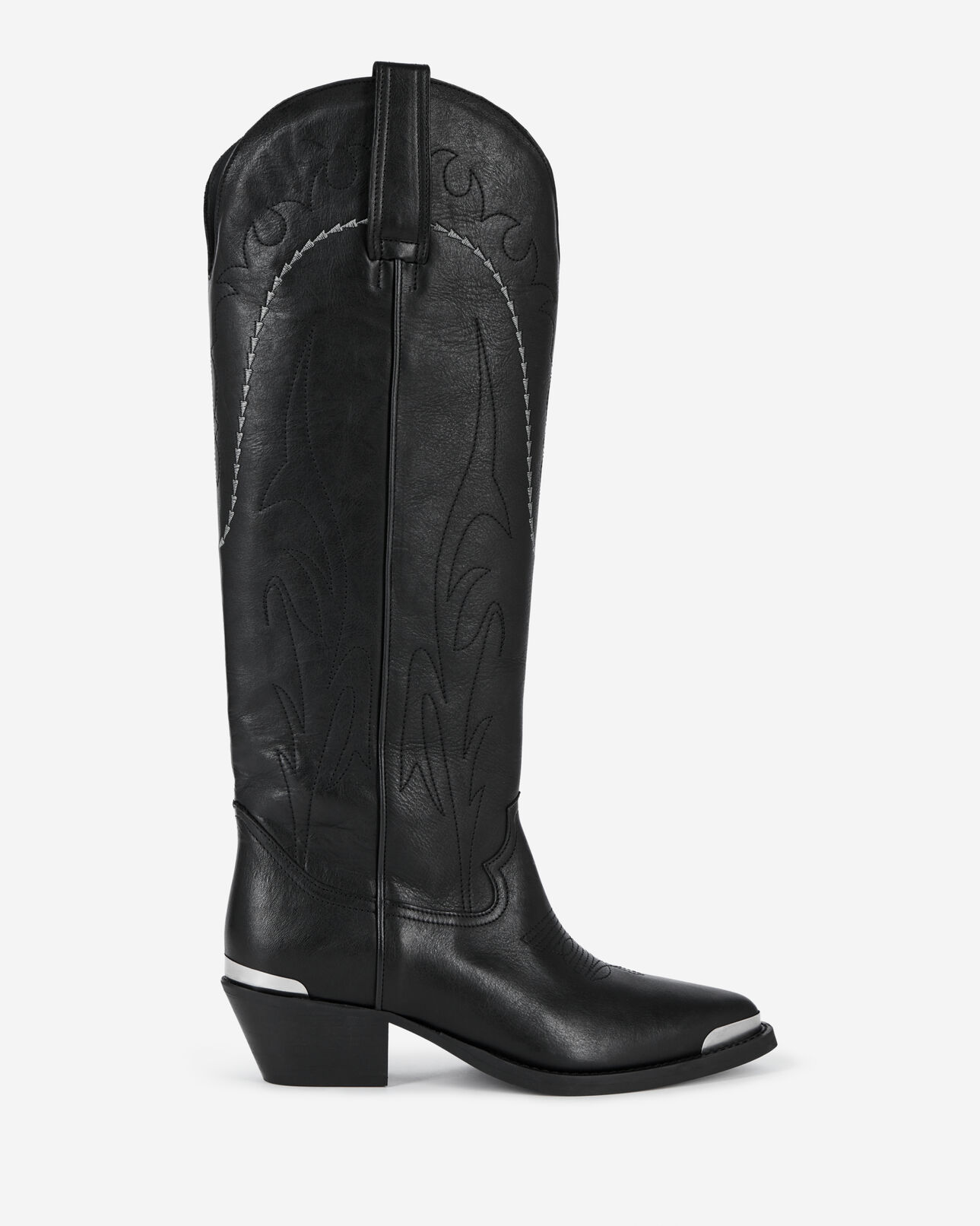 The Kooples FEMME BLACK bottes western en cuir noir