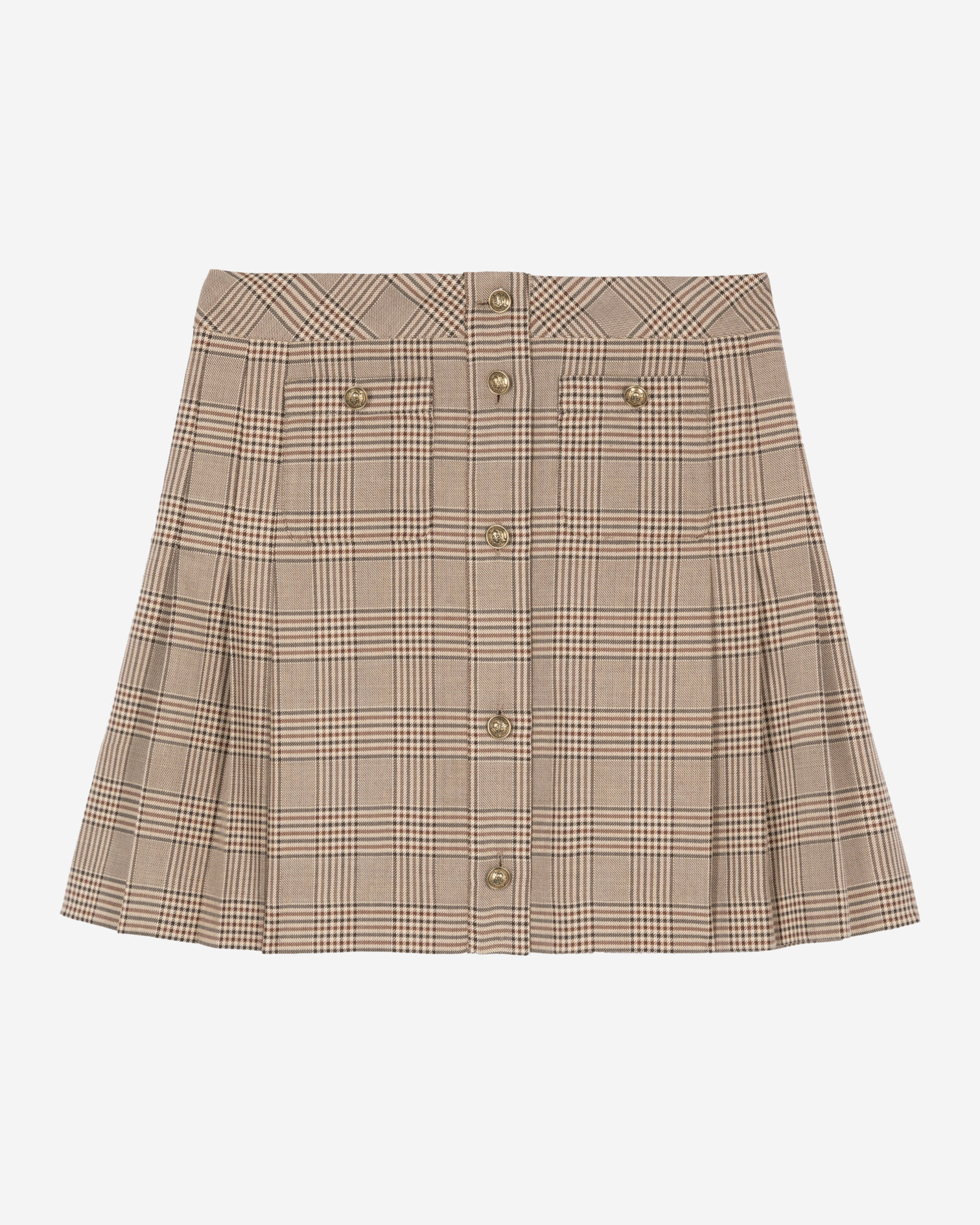 Prince of Wales short skirt beige, BEIGE-BROWN, hi-res image number null