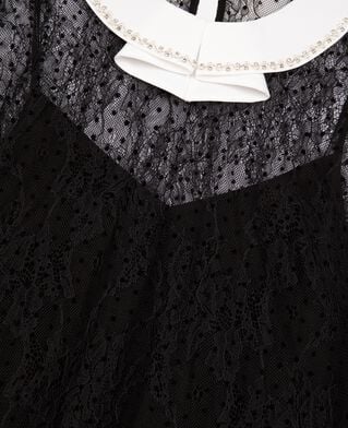 The Kooples F BLACK plumetis lace top with black rhinestones