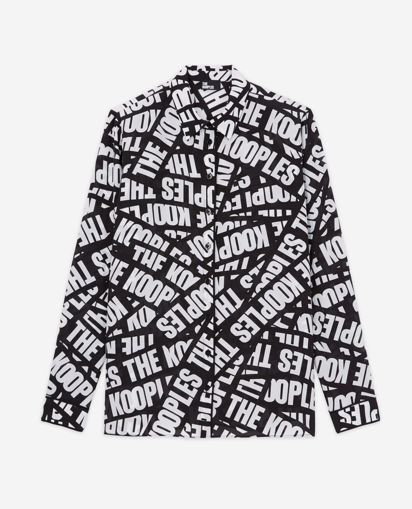 The Kooples FEMME BLACK / WHITE chemise fluide tape logo