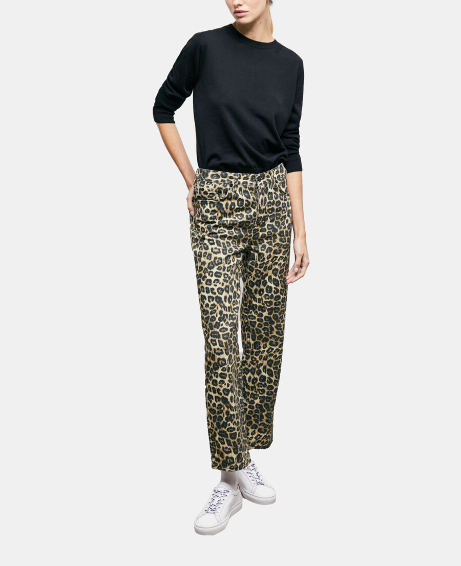 leopard print straight-cut jeans