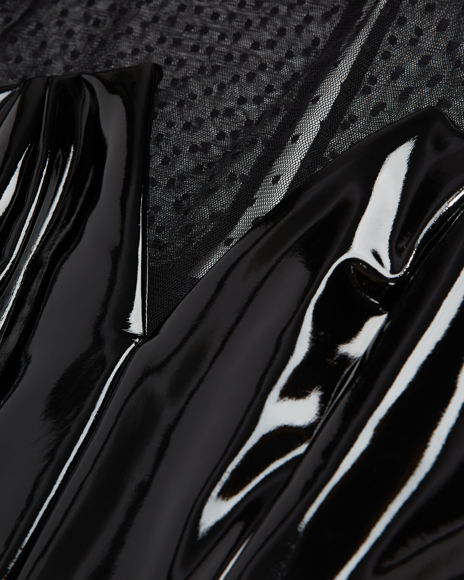 Short black vinyl-effect dress, BLACK, hi-res image number null