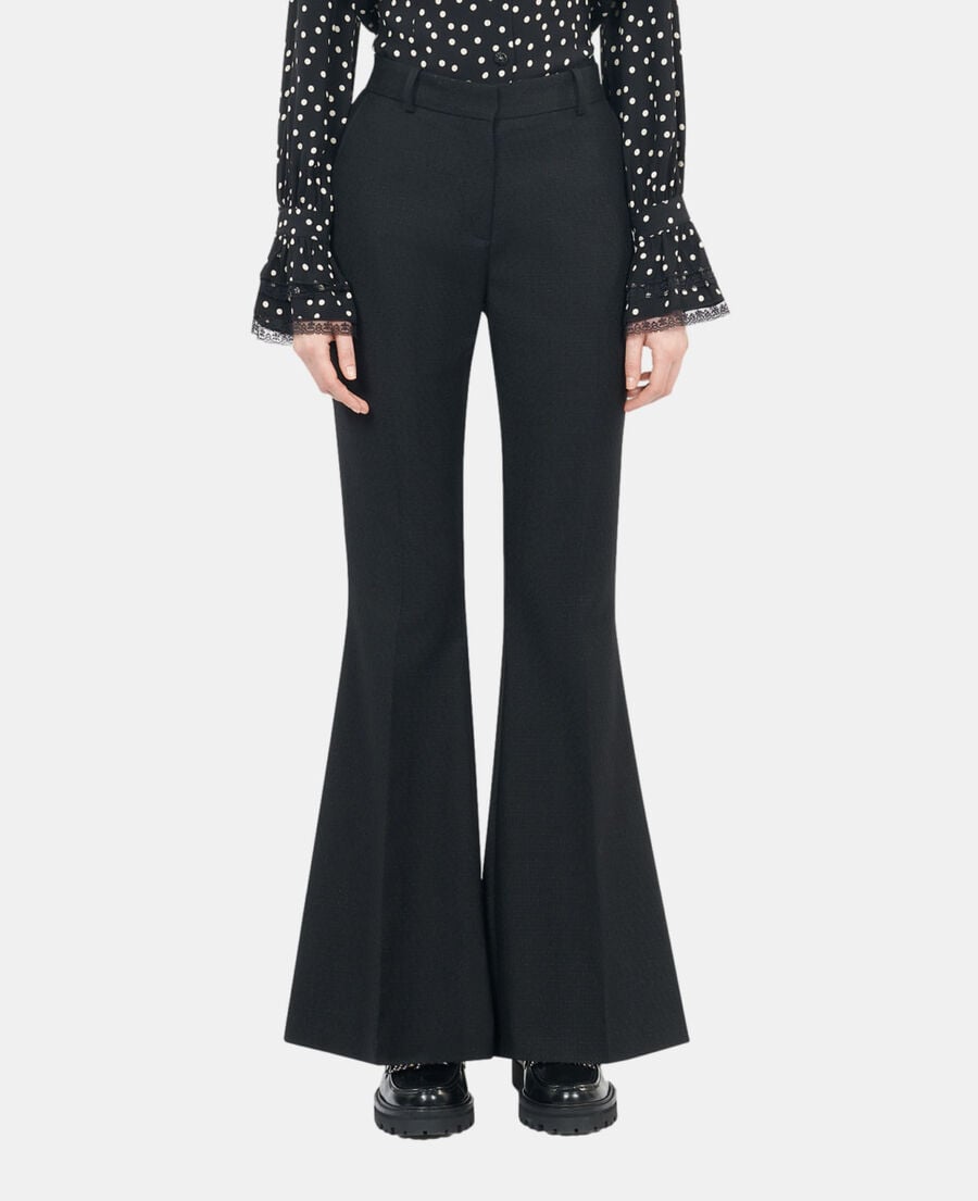 The Kooples FEMME BLACK pantalon tailleur en laine m&eacute;lang&eacute;e noir