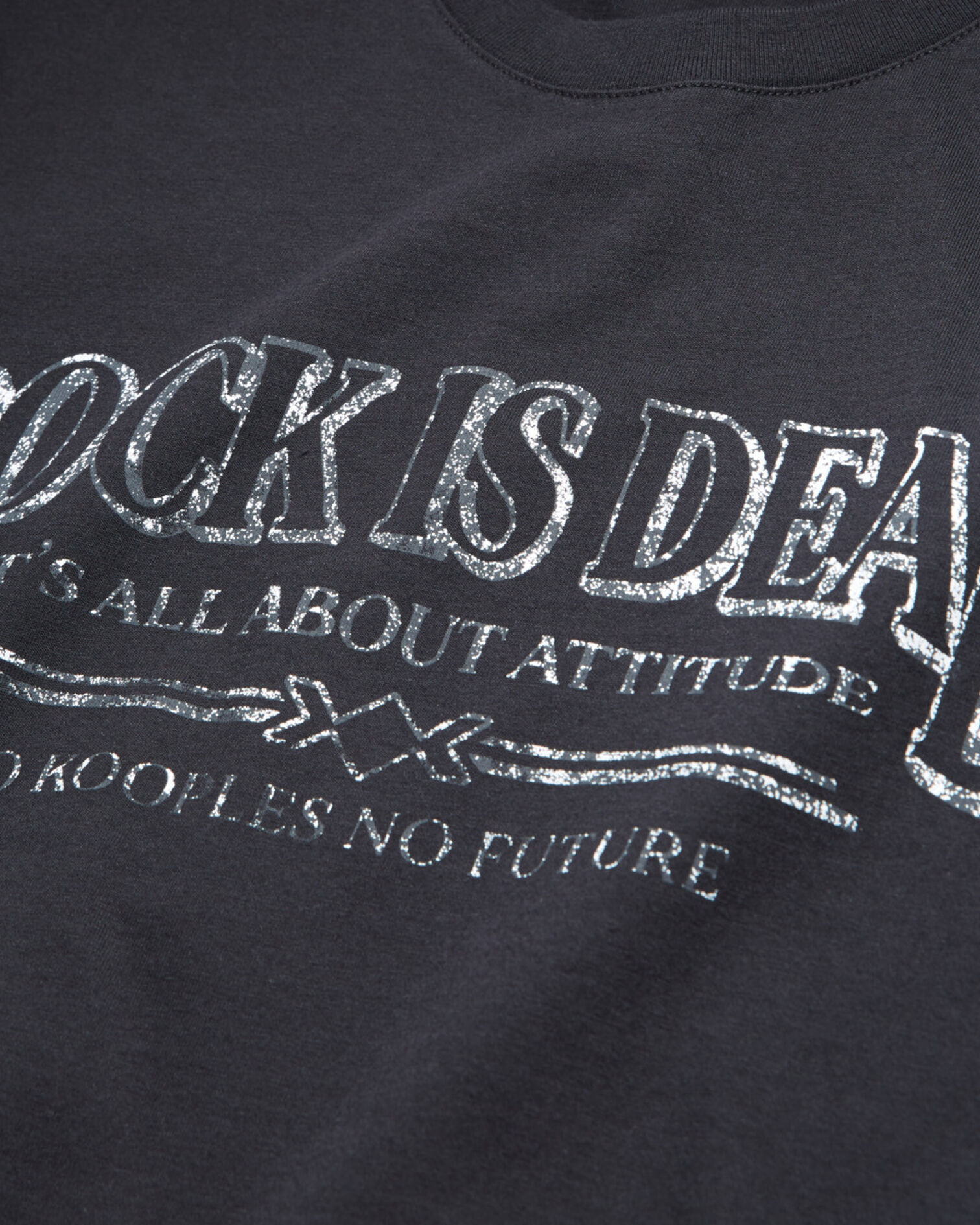 Black T-shirt with screen print, BLACK WASHED, hi-res image number null