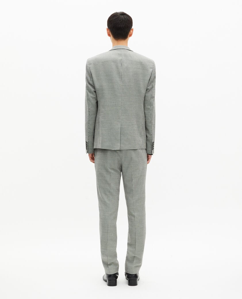 The Kooples HOMME BLACK GREY veste de costume en pied de poule noir et blanc