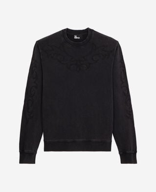 The Kooples HOMME BLACK WASHED sweatshirt noir avec broderie western