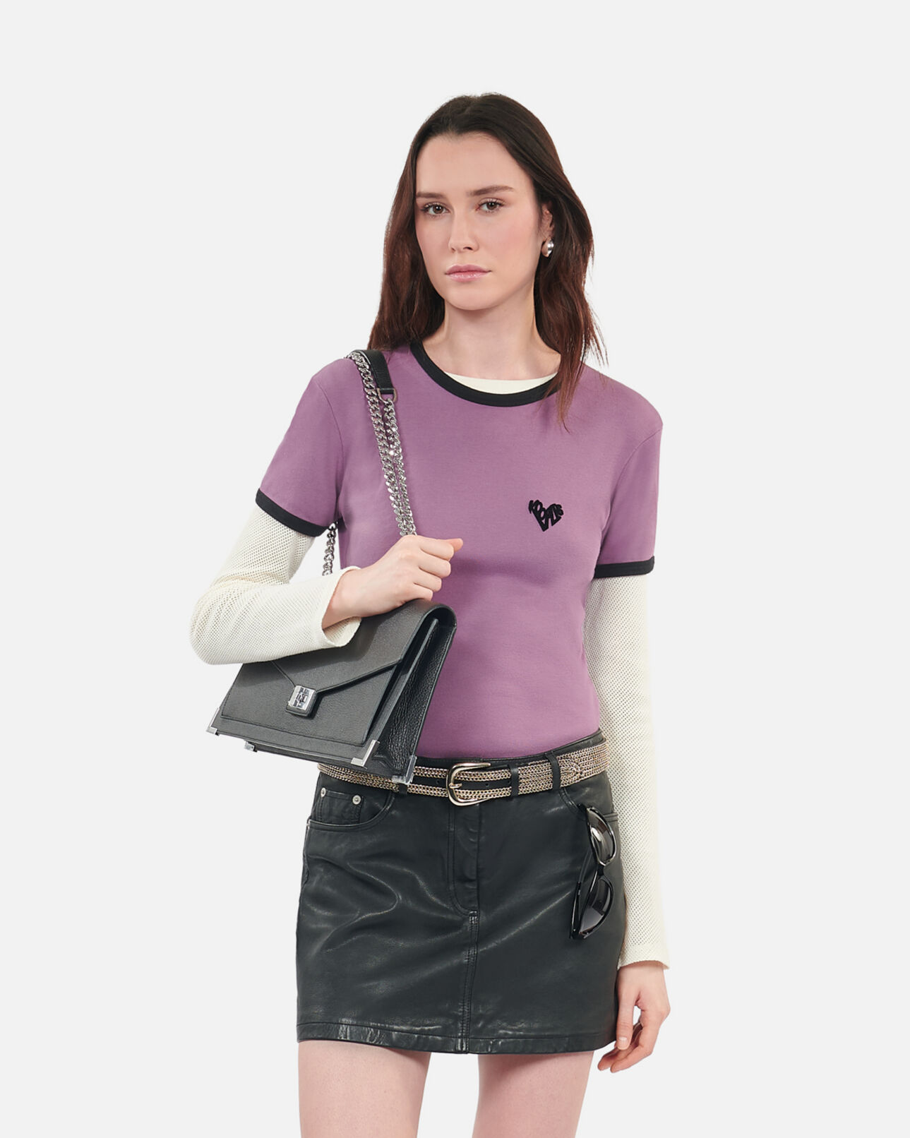 The Kooples WOMEN PRUNE purple kooples heart t-shirt