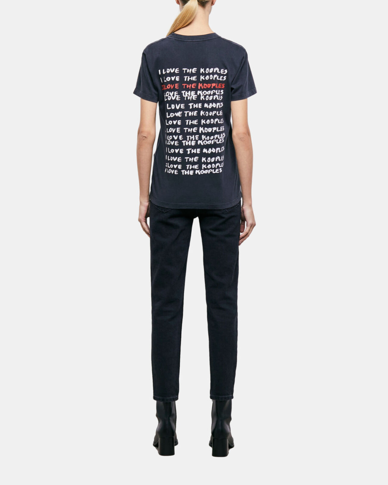 The Kooples F BLACK WASHED women's black love kooples t-shirt