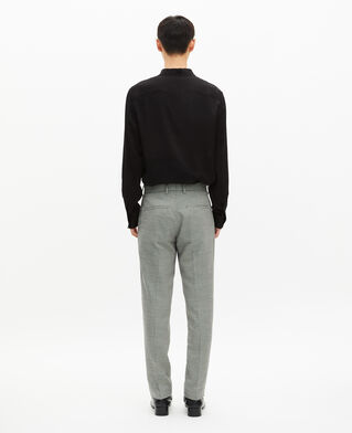 The Kooples HOMME BLACK GREY pantalon de costume ajusté en pied de poule noir et blanc