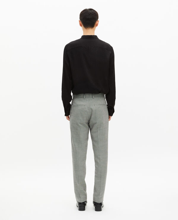 The Kooples HOMME BLACK GREY pantalon de costume ajusté en pied de poule noir et blanc