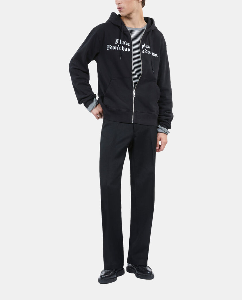 The Kooples HOMME BLACK WASHED sweatshirt à capuche et sérigraphie noir