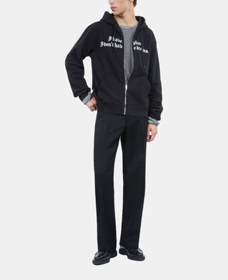 The Kooples H BLACK WASHED black hoodie with serigraphy