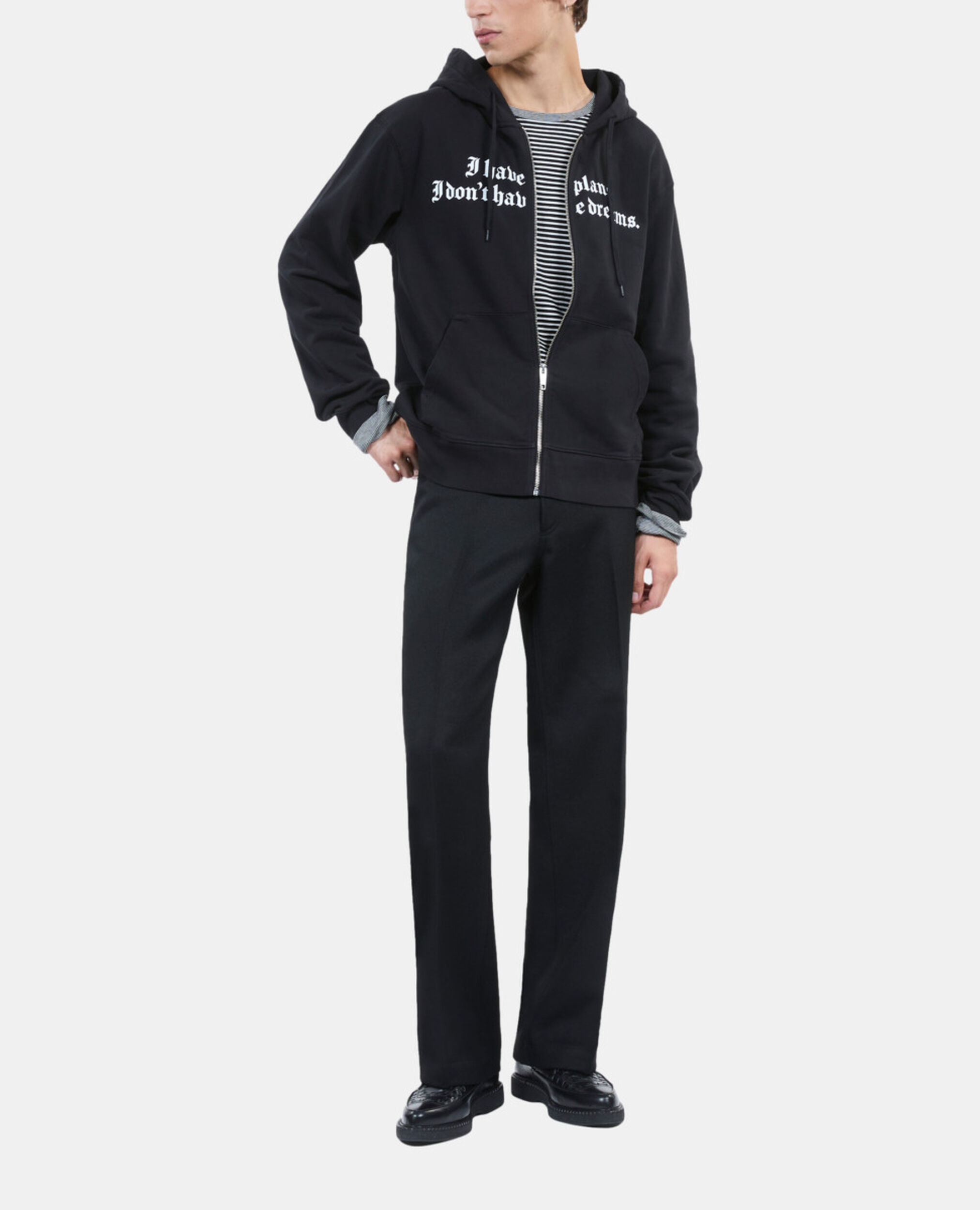 Black hoodie with serigraphy, BLACK WASHED, hi-res image number null