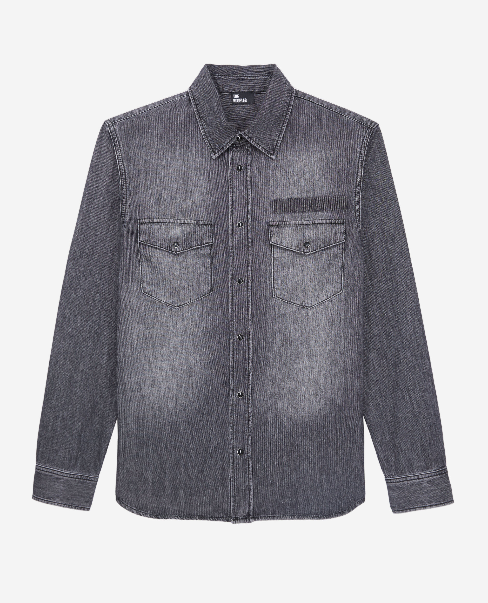 Graues Hemd aus Denim, LIGHT GREY MEL/WHITE, hi-res image number null