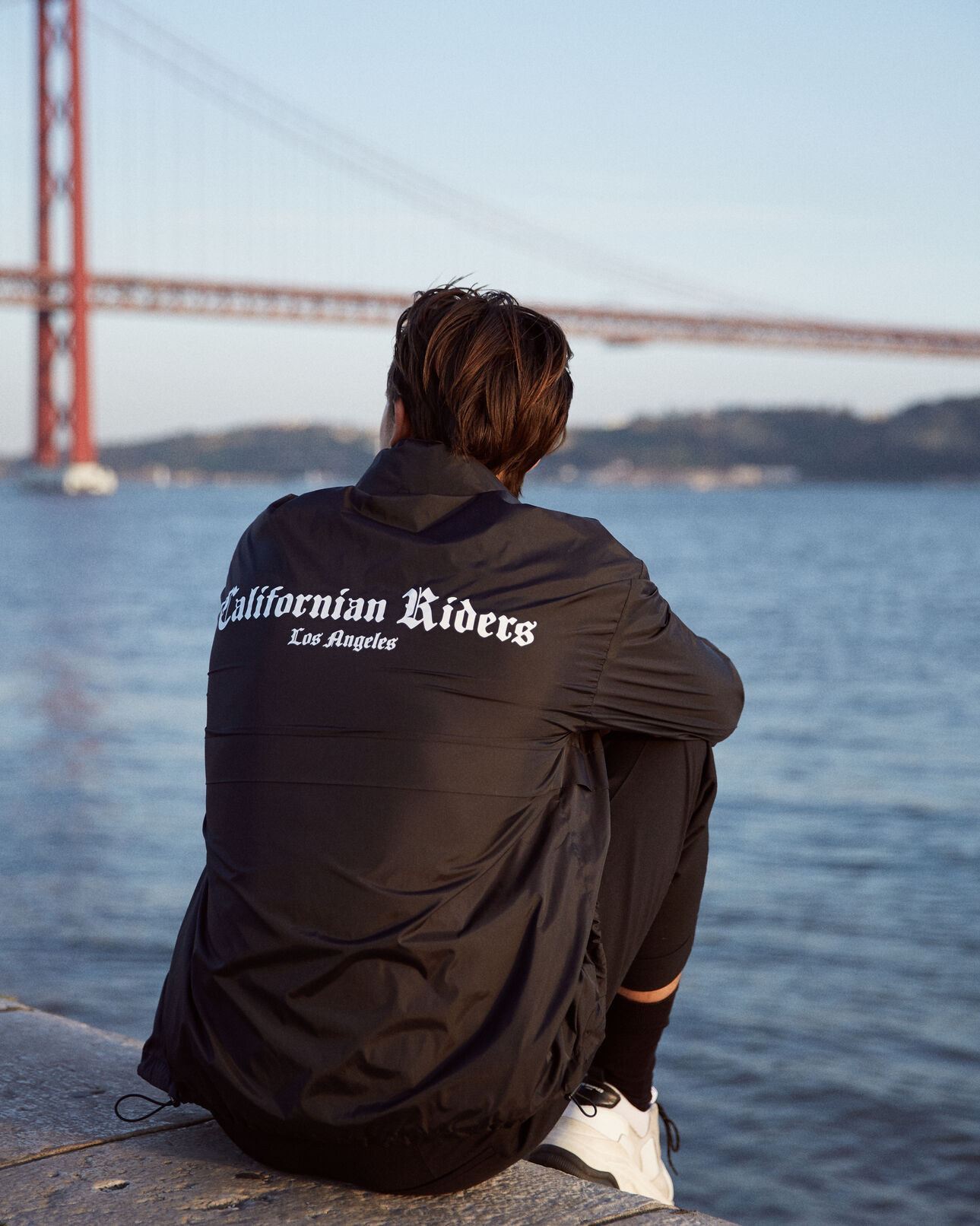 The Kooples HOMME BLACK blouson coupe-vent noir sérigraphié california riders