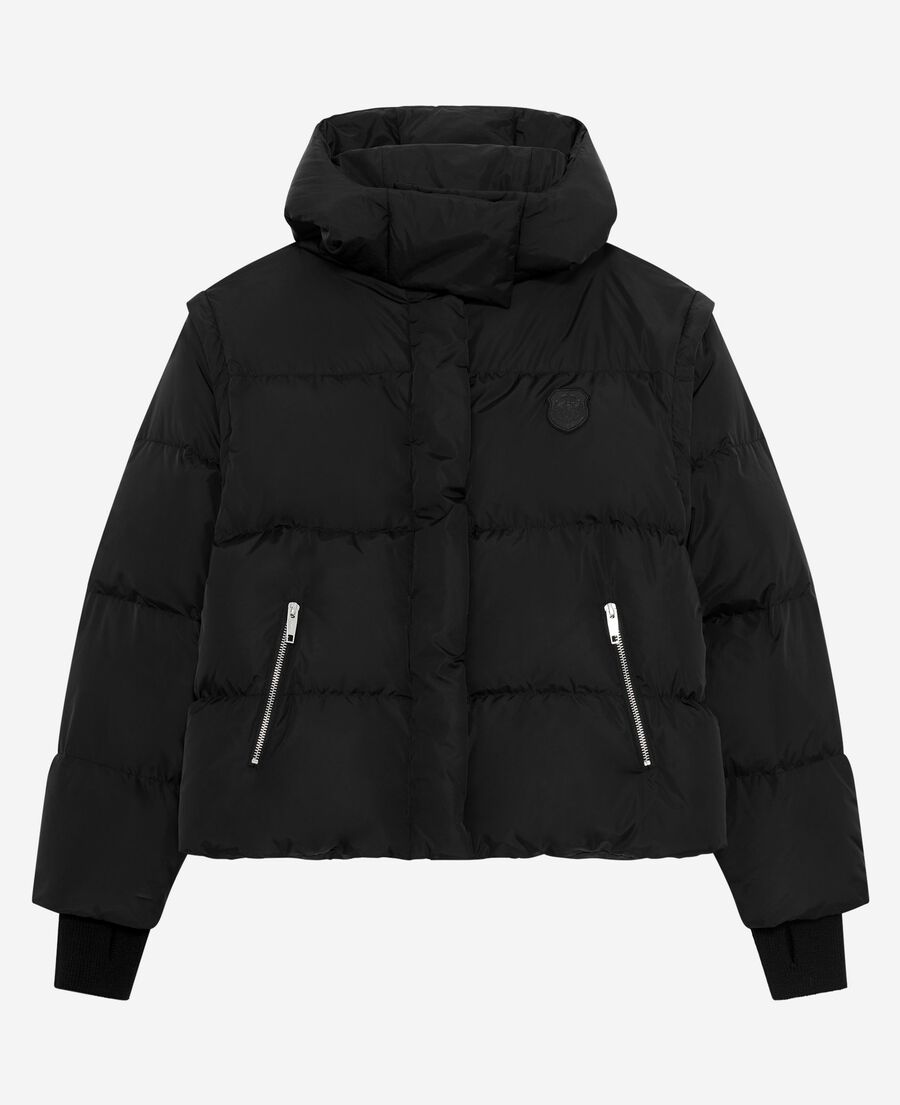 The Kooples FEMME BLACK doudoune à manches amovibles noire