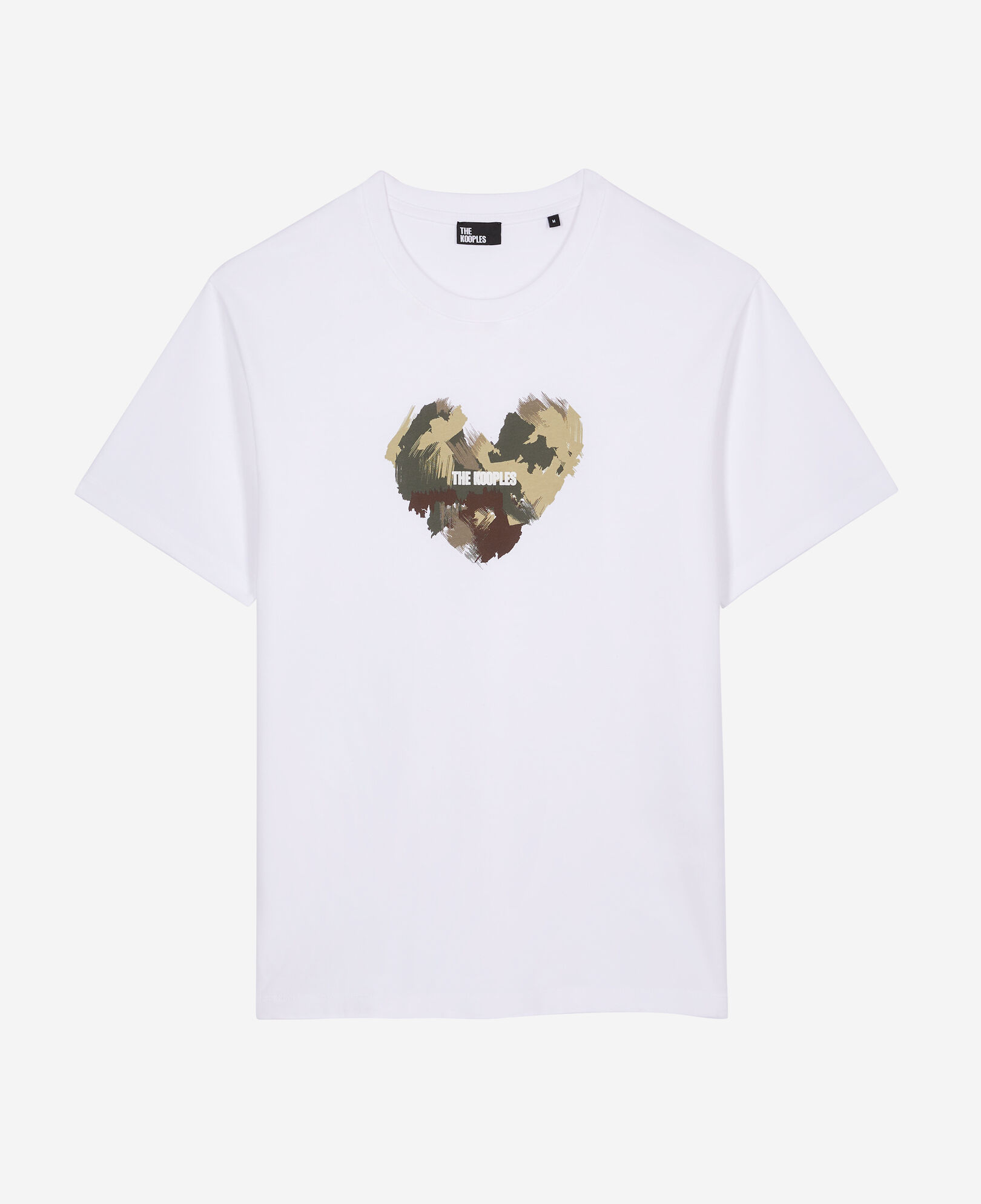 The Kooples MEN WHITE white t-shirt with camo heart serigraphy