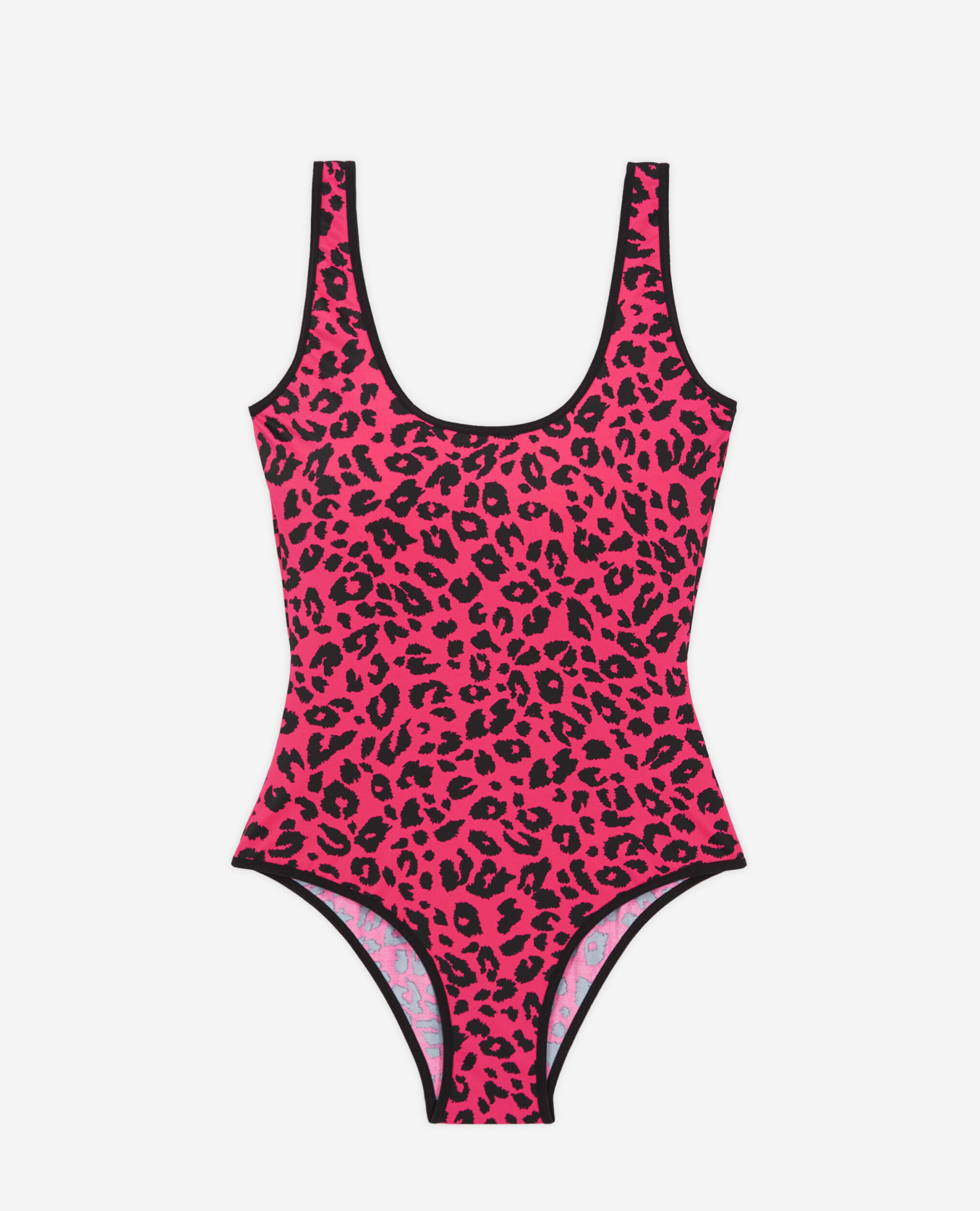 One-piece printed swimming costume, BLACK / PINK, hi-res image number null