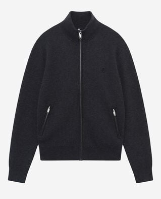 The Kooples HOMME DARK GREY MELANGE cardigan en laine double face à zip gris