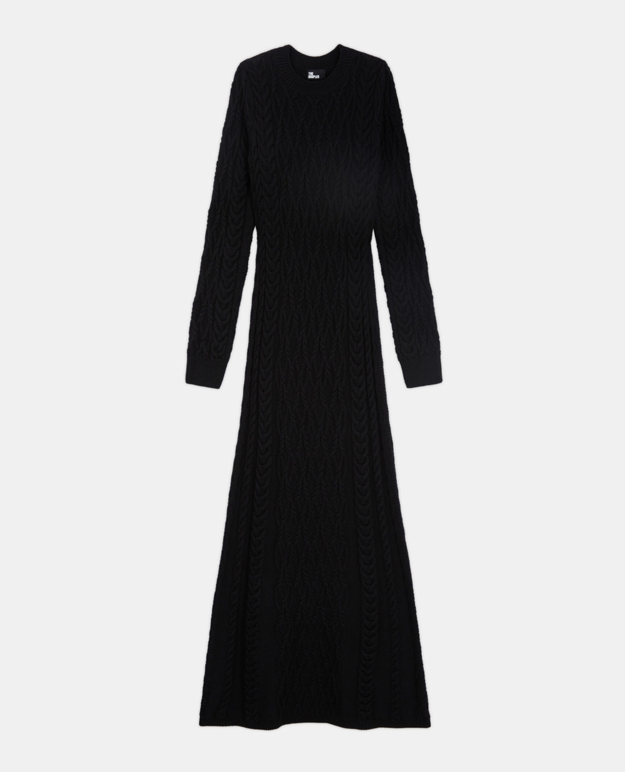 Robe longue en laine noire, BLACK, hi-res image number null