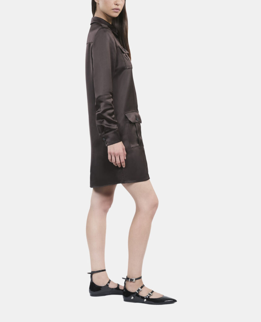 The Kooples FEMME BROWN robe saharienne courte marron