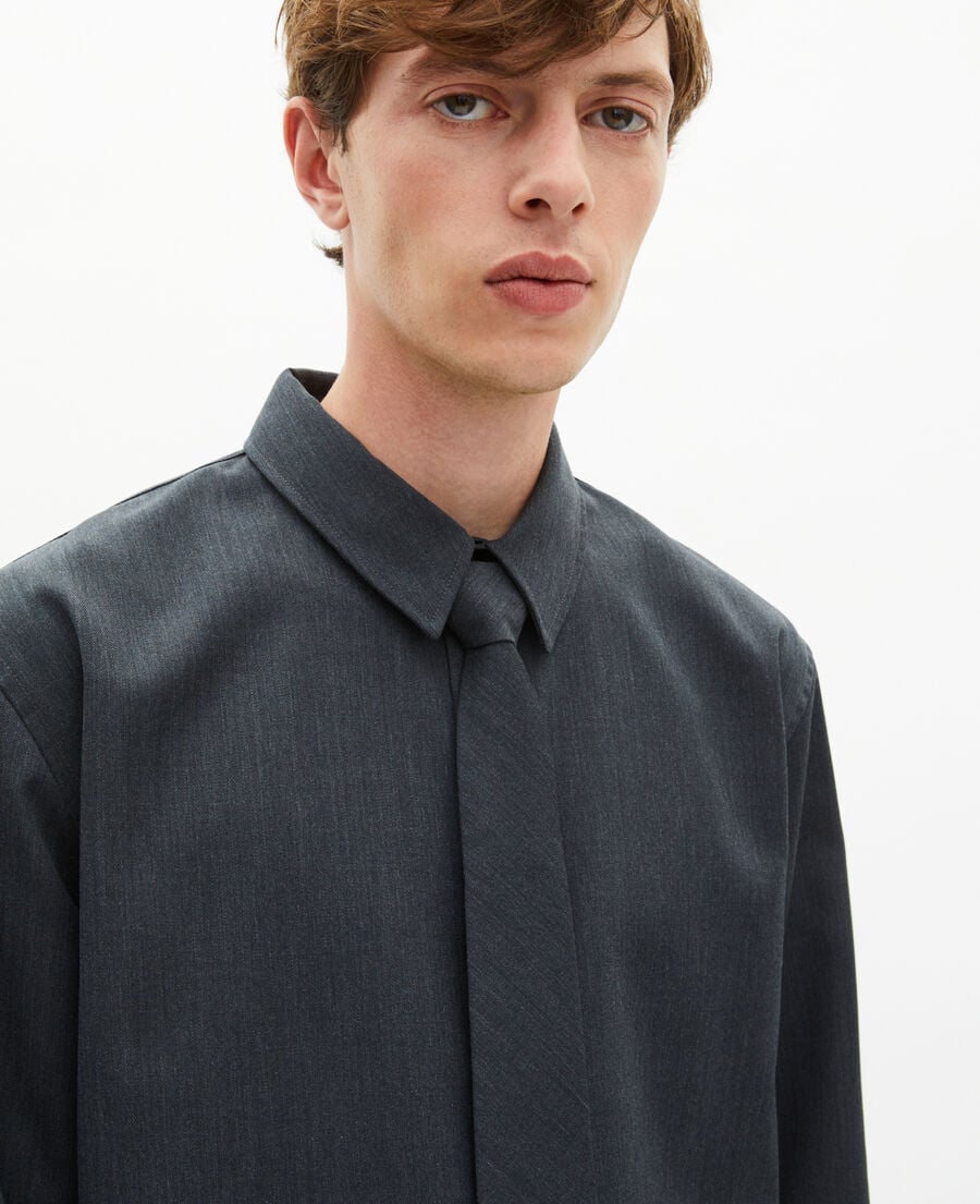 The Kooples H ANTHRACITE dark gray wool blend shirt with tie