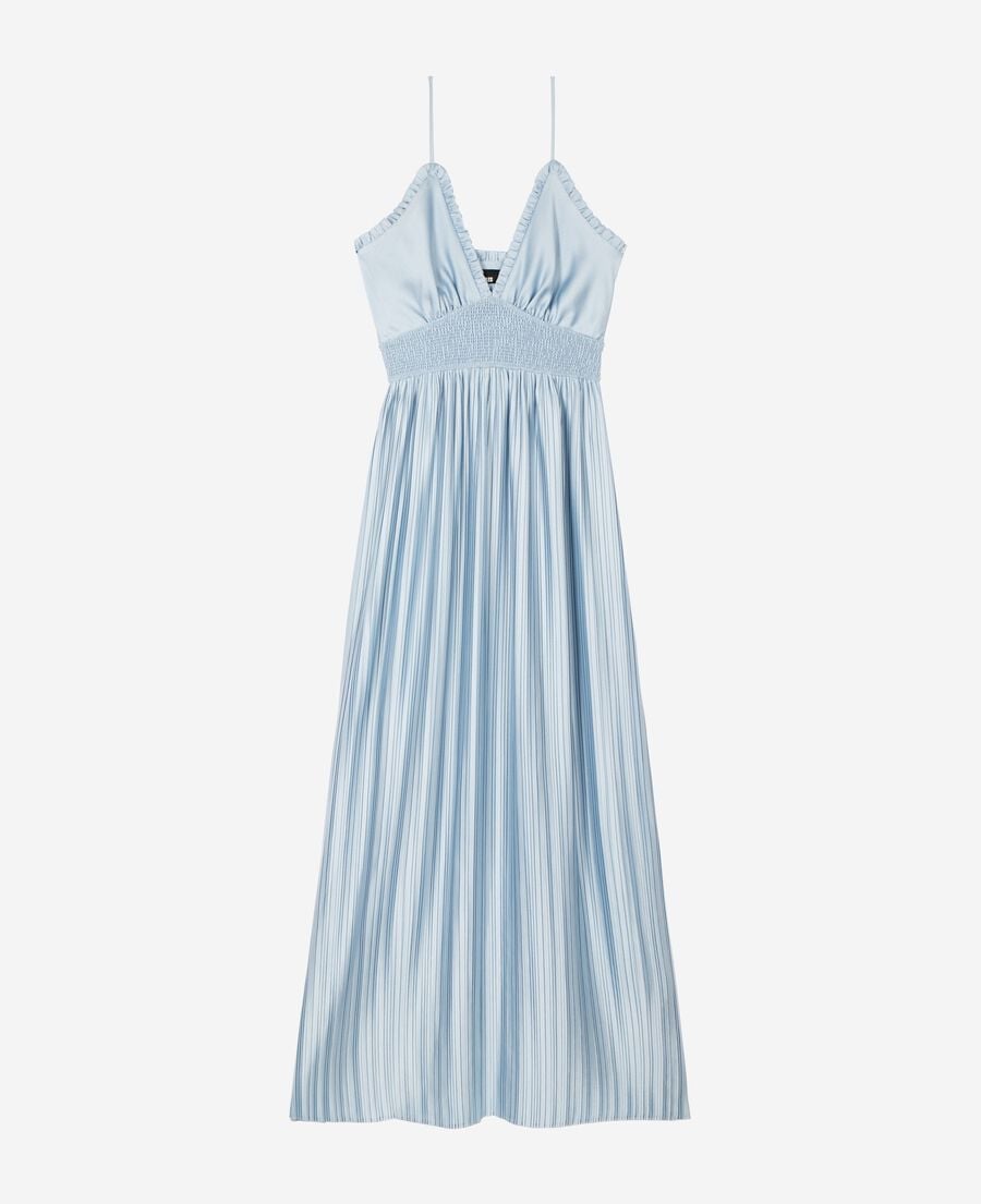 The Kooples F LIGHT BLUE blue pleated maxi dress