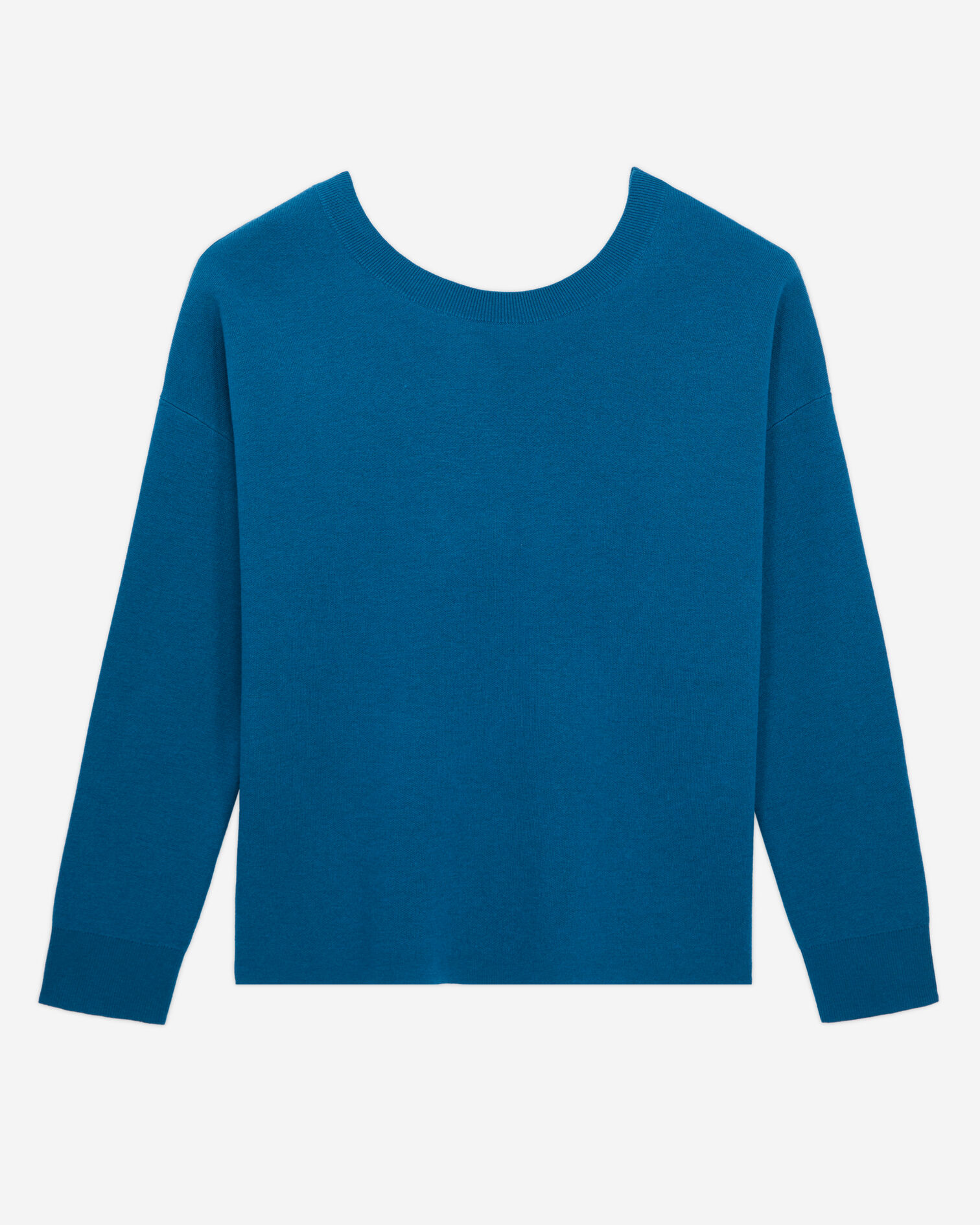 Blue sweater with buttoning on the back, MEDIUM BLUE, hi-res image number null
