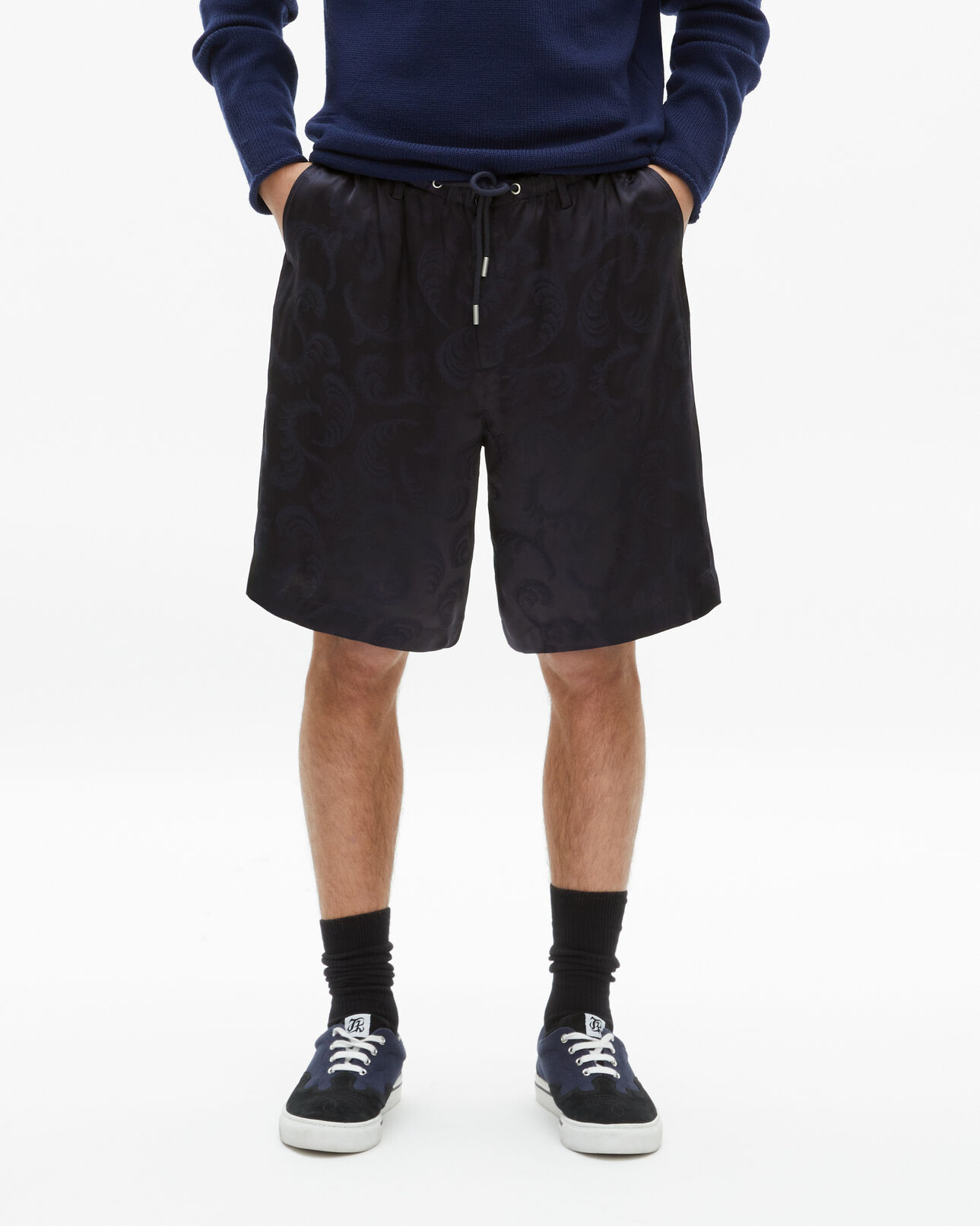 The Kooples HOMBRE NAVY pantalón corto de jacquard azul marino