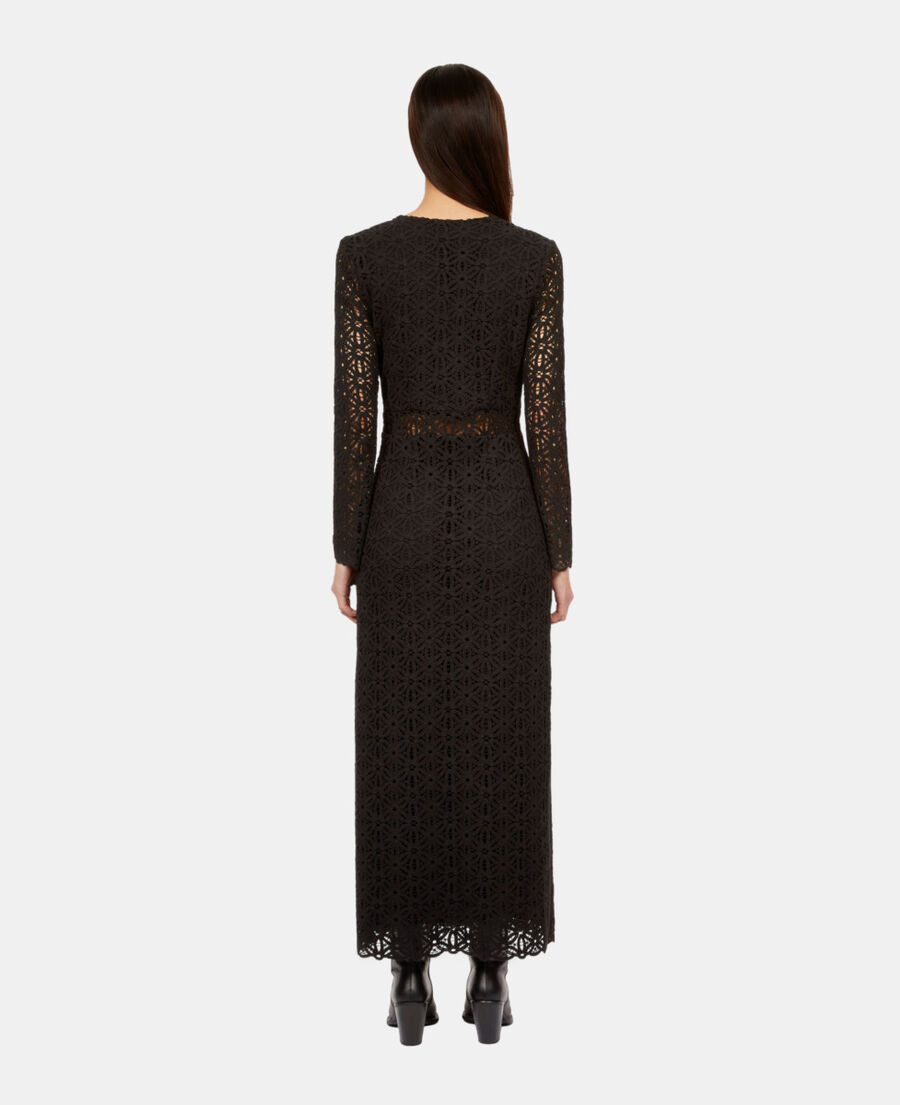 The Kooples WOMEN BLACK long black guipure dress