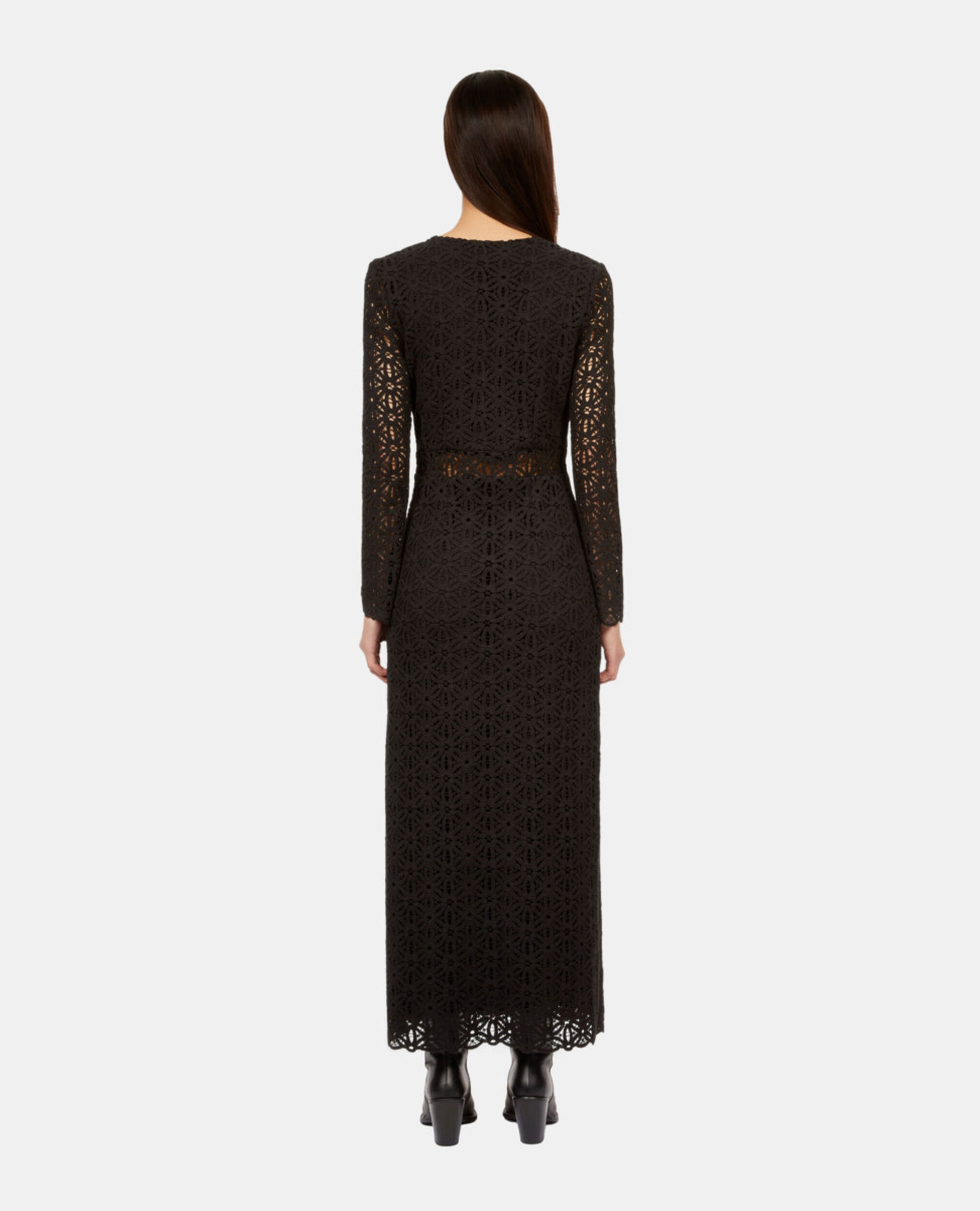 Long black guipure dress, BLACK, hi-res image number null