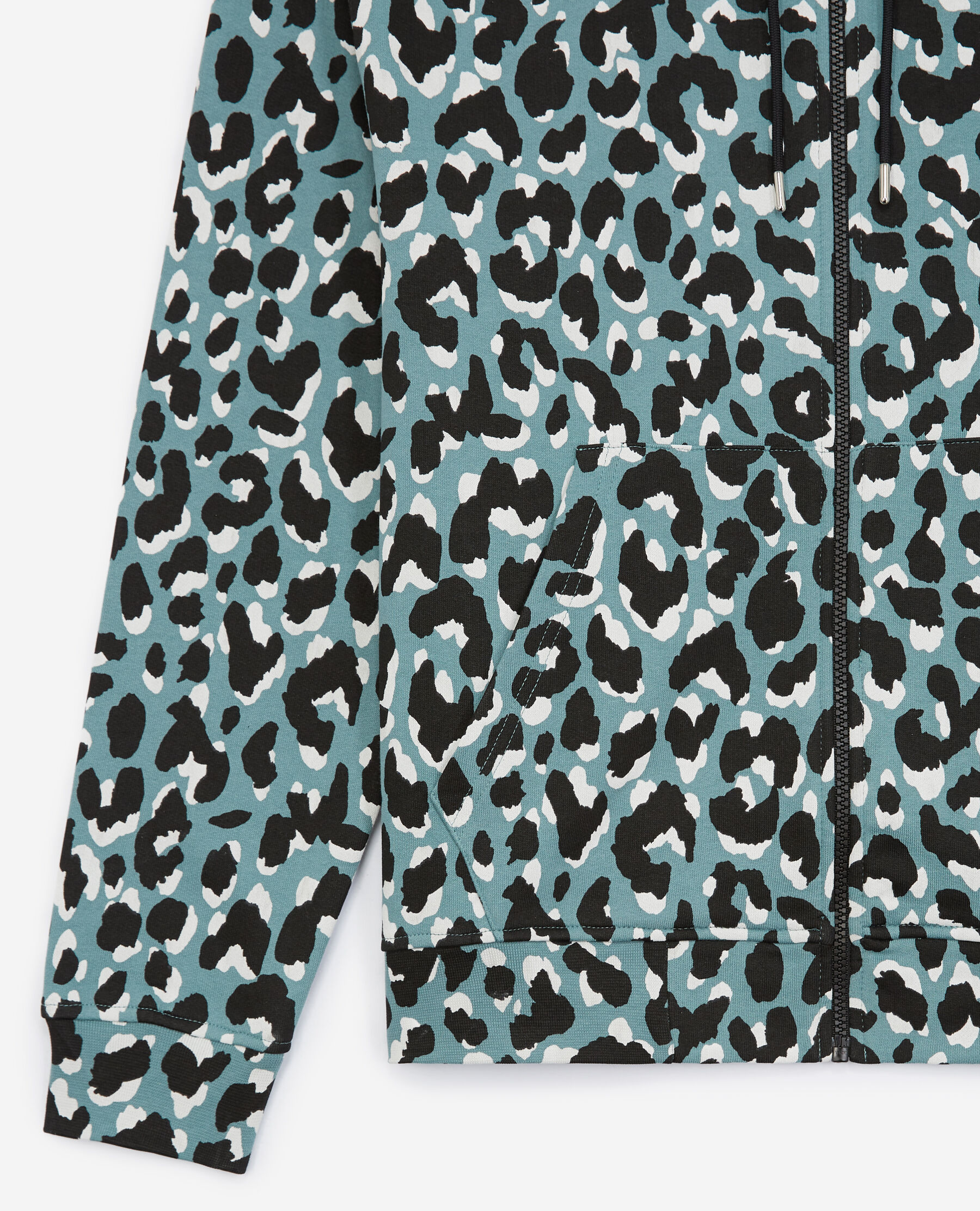 Printed green sweatshirt w leopard print zip The Kooples