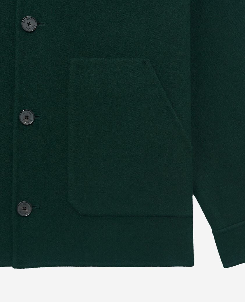 The Kooples HOMBRE BOTTLE GREEN sobrecamisa de lana verde oscuro