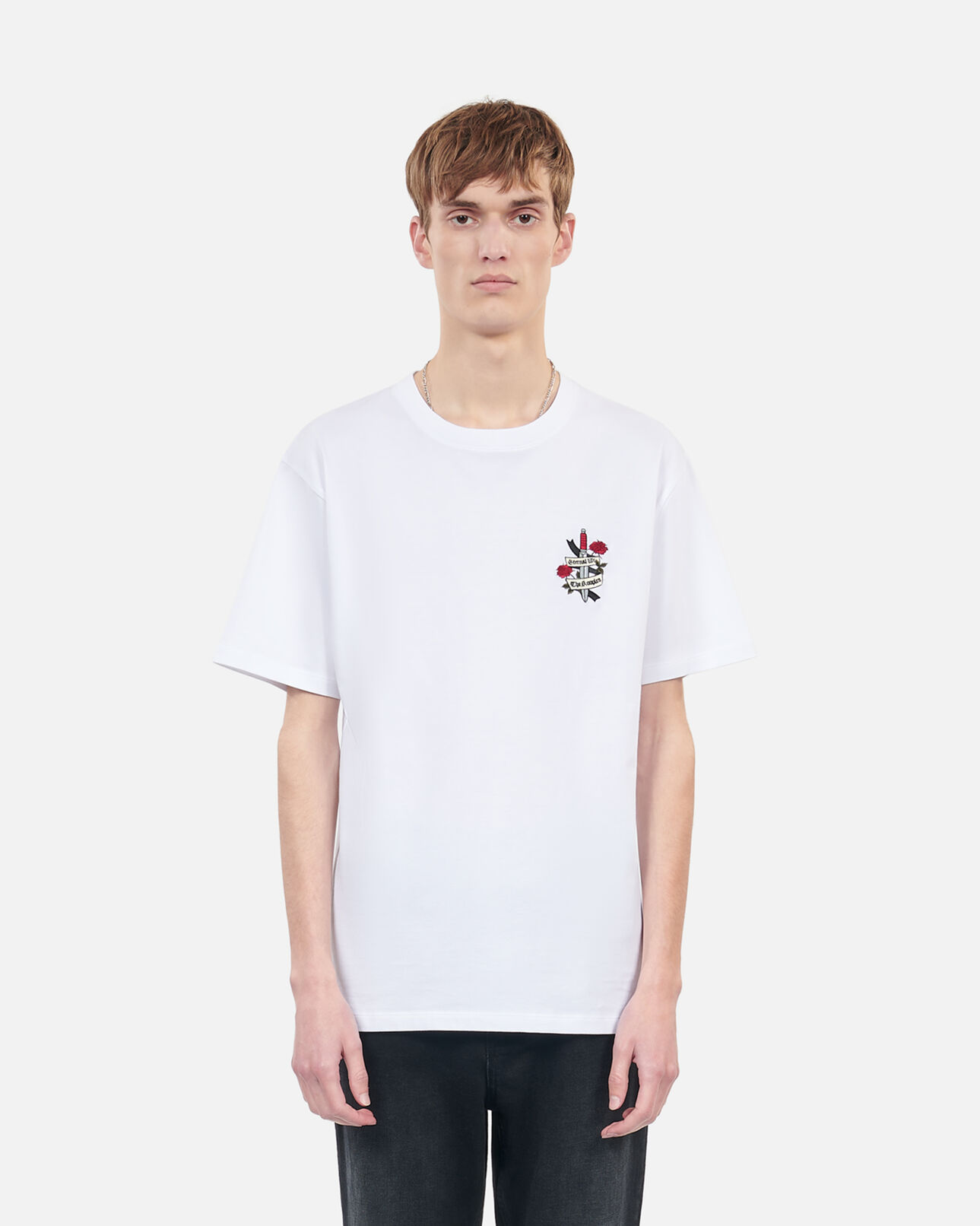 The Kooples MEN WHITE white t-shirt with eternal life embroidery