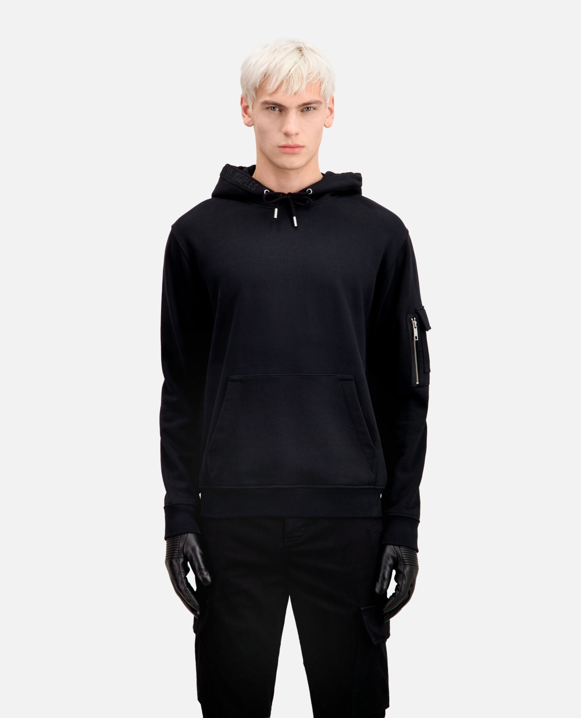 Men's Black hoodie with logo, BLACK, hi-res image number null