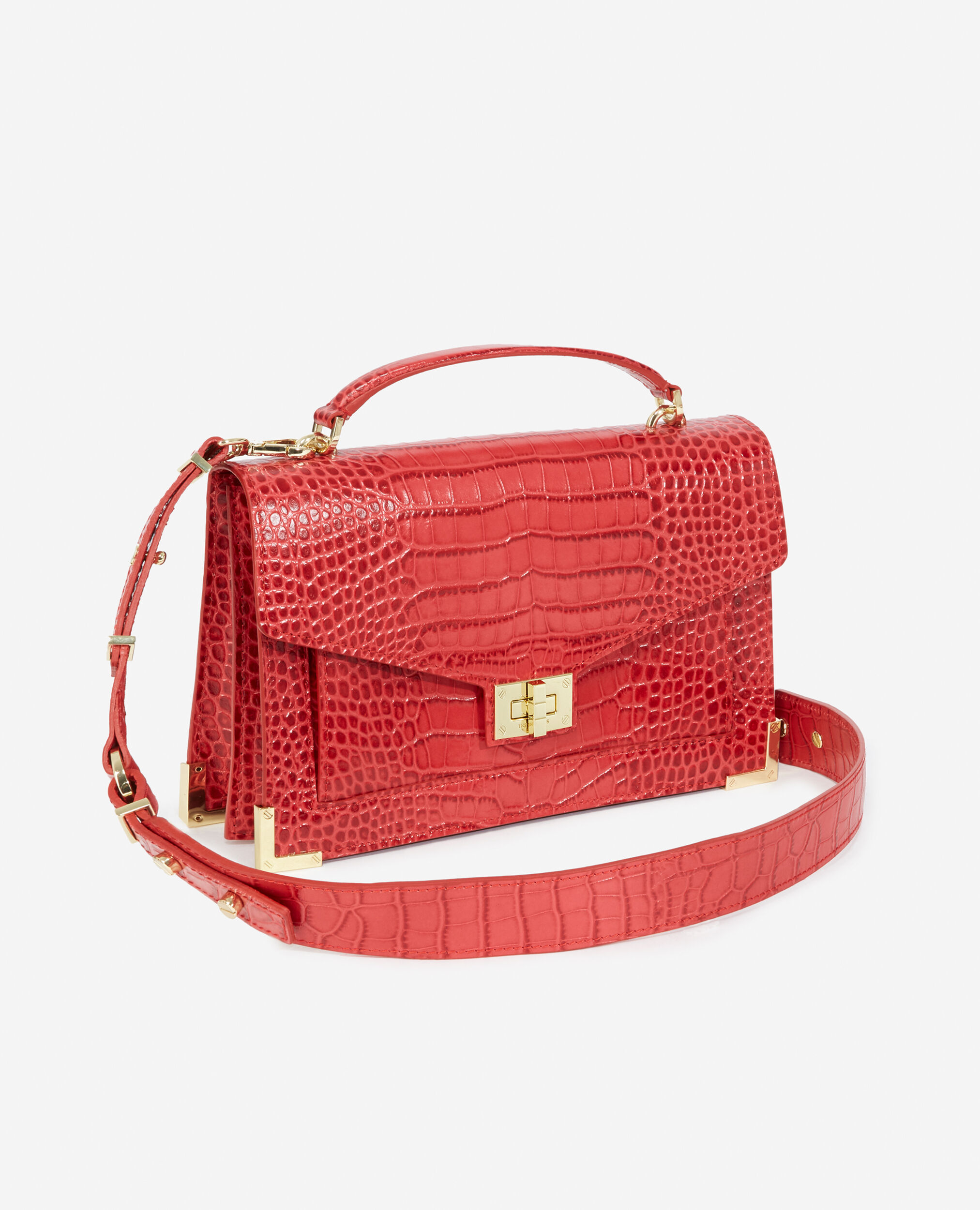 Medium-size croco-effect Emily Bag, RED, hi-res image number null